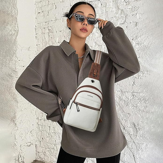 Sling Bag For Women Faux Leather Small Casual Daypack Backpack Fanny Pack Crossbody Chest Bags Purse