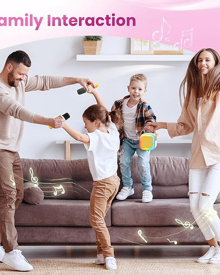 Karaoke Machine for Kids Adults, Portable Bluetooth Speaker with 2 Wireless Karaoke Microphones, 2026 TOP Birthday for Girls 3,4,5,6,8+Year Old Toddler Toys Karaoke Player(Yellow)