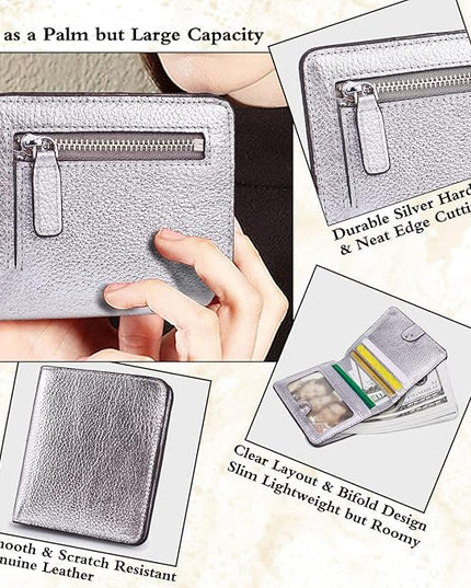 AINIMOER Small Leather Wallet for Women, Ladies Credit Card Holder RFID Blocking Women's Mini Bifold Pocket Purse