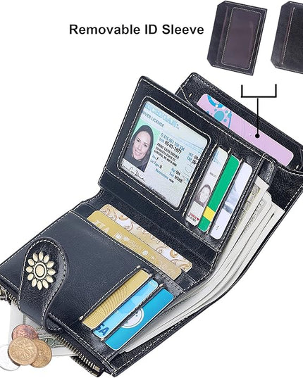 Lavemi Womens Leather Wallet Small Compact RFID Blocking Credit Card Case Purse with Zipper Pocket | Small, Compact, RFID Blocking, Zipper Pocket, Small, Compact