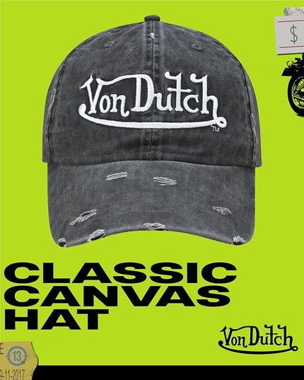 Von Dutch Men & Womens Baseball Caps - Breathable Adjustable Snapback Soft Cotton Canvas Curved Brim Vintage Hat