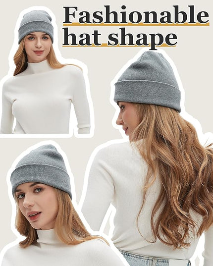 100% Cotton Beanies for Men Women Cotton Hats Soft Warm Unisex Cuffed Plain Skull Hat Autumn Winter Slouchy Knitted Cap