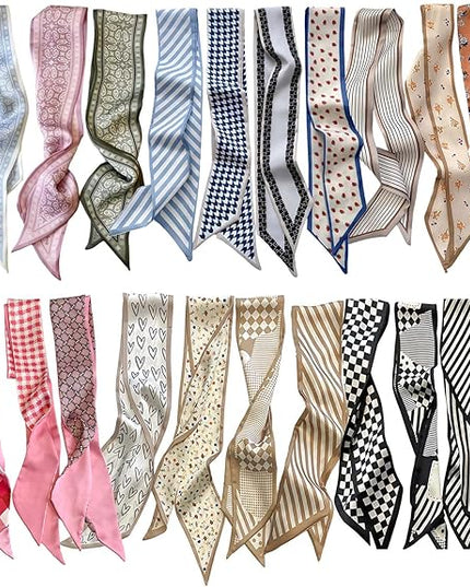 24PCS Fashion Scarves for Women Multifunctional Neck Scarves Purse Scarf Headbands for Bags Hair Accessories
