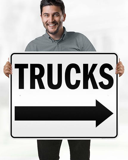 Trucks Right Sign, 24x30 Inches, 3M EGP Reflective .080 Aluminum, Fade Resistant, Made in USA by My Sign Center
