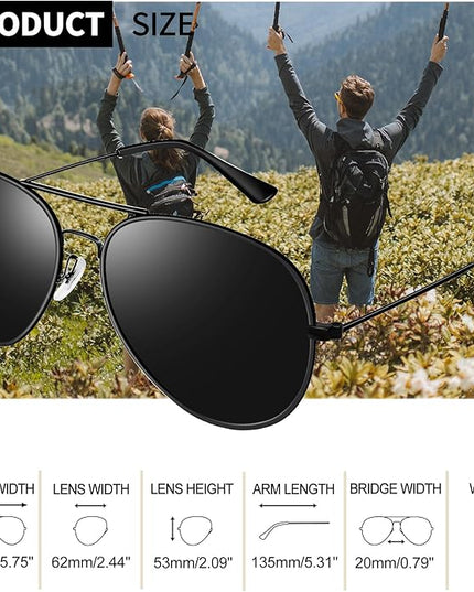 Joopin Polarized Metal Aviation Sunglasses Men, Classic Military Sun Glasses Women, Rectangle Shades UV400 Protection Costume