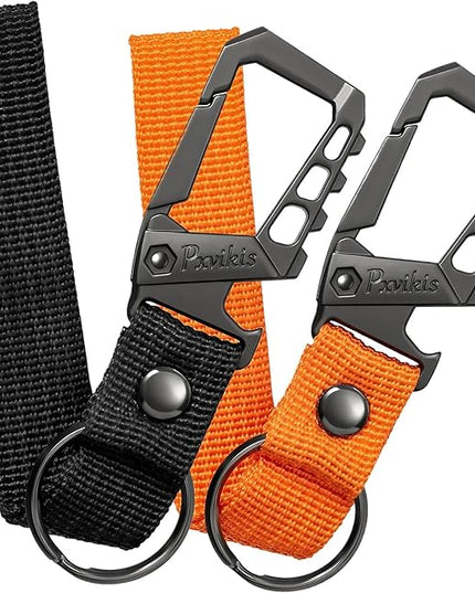 Metal heavy duty key chain carabiner clip bottle opener wrist lanyard ring car key fob unisex for men and women