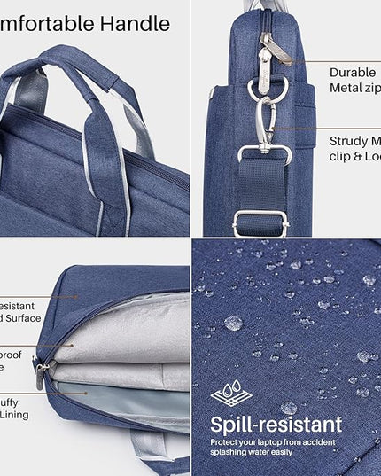 15.6 16 Inch Laptop Shoulder Bag for Men Women,Waterproof Computer Carrying Case Messenger Bag with Strap,Laptop Briefcase for 14-15-16 Inch MacBook/Chromebook/Notebook Hp Dell Acer Asus,Blue