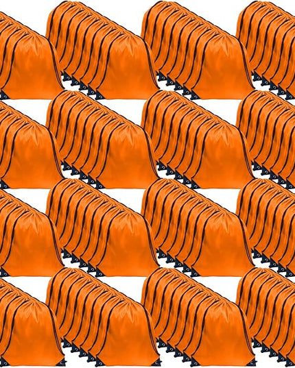 GoodtoU Drawstring Bags, Nylon Backpacks with Drawstring Closure for Sport, Traveling, Team (Orange, 128Pcs)