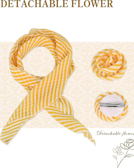 Chiffon Scarf for Women, Removable Flower Neck Scarf Light Soft Fashion Rose Scarves Versatile Headband or Hair Band