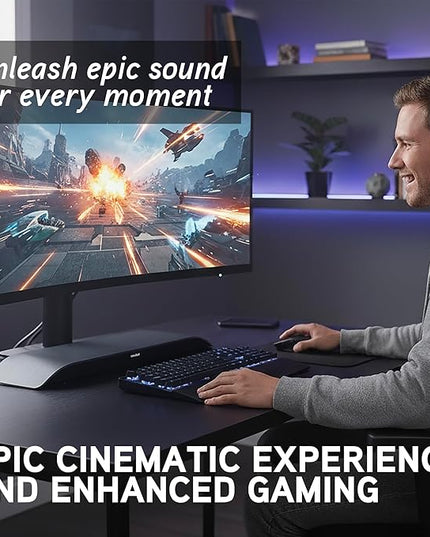BlueAnt Soundblade Under-Monitor Soundbar, 120W 2.1 Channel Desktop Speaker with USB-C & Bluetooth 5.3 for PC, Mac, Gaming, Music and Streaming, Charcoal