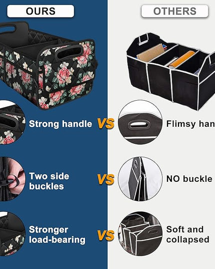 Deosk Car Trunk Organizer for SUV, Car Organizers and Storage with 6 Pocket, Car Accessories for Women/Men 50L Waterproof Polyester Trunk Organizer(Medium, Floral)