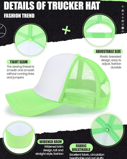 10 Pcs Sublimation Blank Trucker Hats Bulk Mesh Baseball Cap Polyester Mesh Trucker Hat for Men and Women