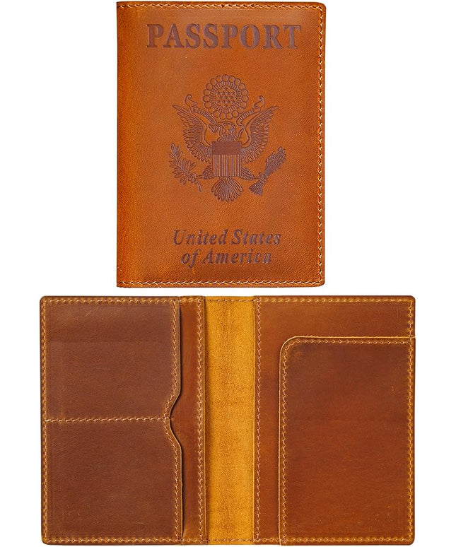 HIFA Leather Passport Holder, Handmade Passport Cover with Card and Ticket Slot - Genuine Leather, Elegant Design, Easy Access - Passport Case, Passport Wallet, Passport Holder