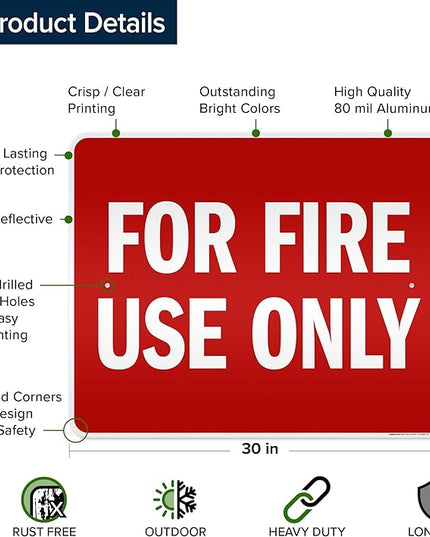 For Fire Use Only Sign, 24x30 Inches, 3M EGP Reflective .080 Aluminum, Fade Resistant, Made in USA by My Sign Center
