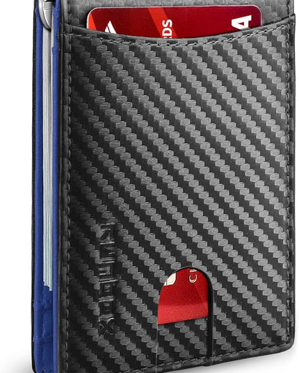 RUNBOX Slim Wallet for Men Genuine Leather RFID Blocking Bifold Minimalist Front Pocket Mens Wallet with Money Clip Thin Gift Box