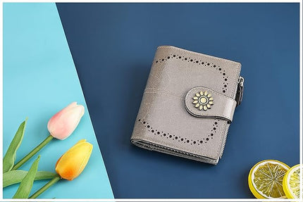Lavemi Womens Leather Wallet Small Compact RFID Blocking Credit Card Case Purse with Zipper Pocket | Small, Compact, RFID Blocking, Zipper Pocket, Small, Compact