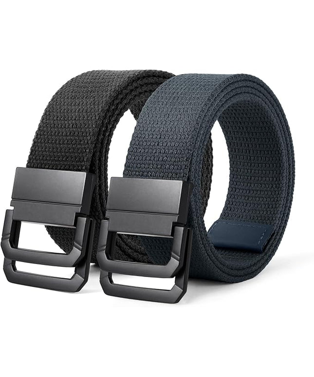 SANSTHS Canvas Belt with Double Ring Buckle, Fabric Web Belt for Women Men Double Ring for Outdoor & Casual Wear