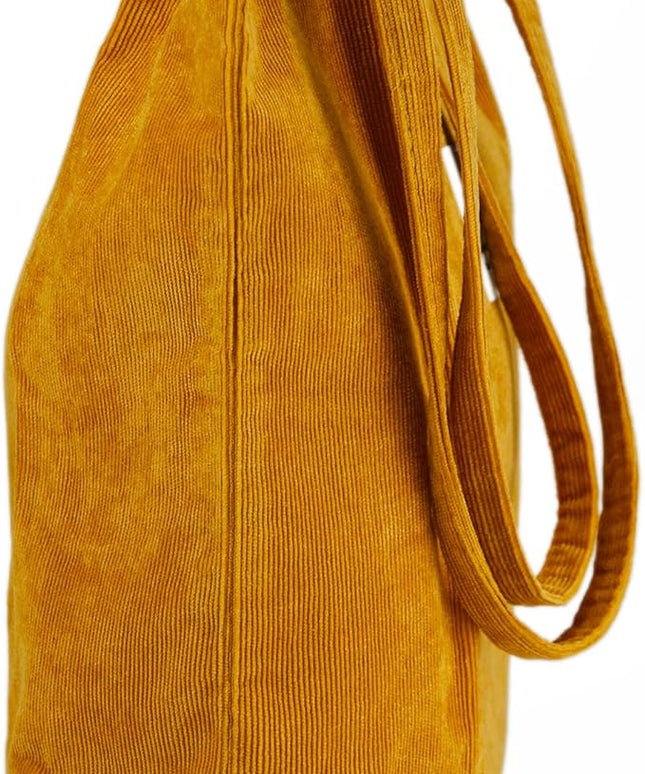 Corduroy Tote Bag Cute Tote Bags for Women Shoulder Bag with Inner Pocket for Work Beach Travel and Shopping Grocery