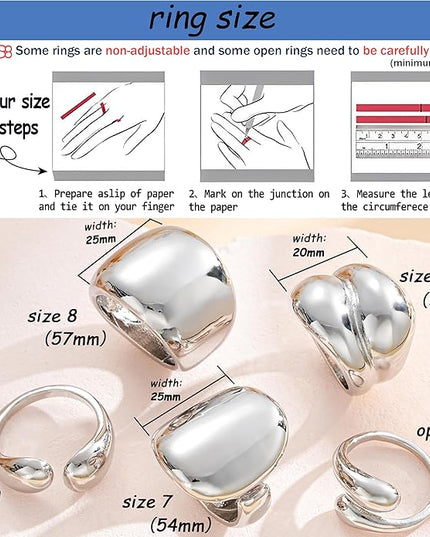 ÌF ME 10 PCS Gold Rings Set for Women Non Tarnish, 18K Gold Plated Chunky Stackable Rings, Statement Stacking Womens Ring Pack