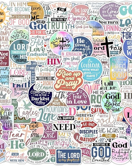 100 Pack Christian Scripture Stickers, Faith Inspiring Religious Gifts for Easter, Bible Study, Water Bottles, Bible Verse Stickers, Christian Gifts for Women, Kids, Teens, Boys and Girls (Scripture)
