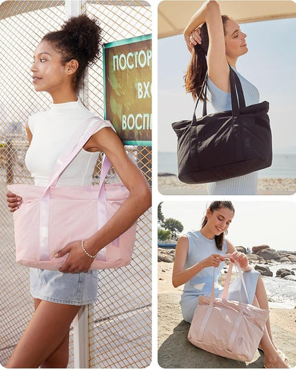 BAGSMART Tote Bag for Women, Tote Bag with Zipper Work Tote with Compartments Nurse Shoulder Hanbag for Travel, Gym