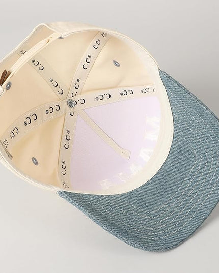 MIRMARU Two-Tone Vintage Canvas Trucker Hats for Men & Women, Adjustable Size Baseball Caps with Trendy Embroidered Design