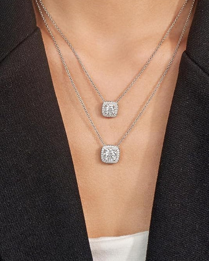 IMOLOVE Moissanite Solitaire Pendant Necklaces for Women Sterling Silver with 18K White Gold Plated 1-3 Carat D Color VVS1 Clarity Mossanite Jewelry for Women