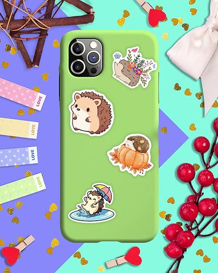BulbaCraft Hedgehog Stickers for Water Bottle and Laptop - Hedgehog Party Supplies & Decorations, Waterproof Vinyl Decals, Cute Animal and Pet Stickers, Gifts for Women & Men
