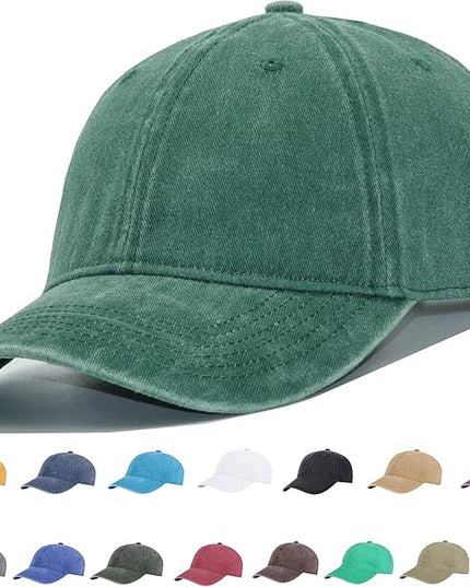 YEANIY Vintage Washed Cotton Plain Baseball Caps Adjustable Unstructured Soft Blank Casual Dad Ball Hats for Men Women