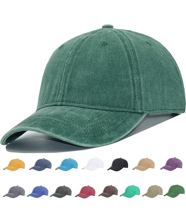 YEANIY Vintage Washed Cotton Plain Baseball Caps Adjustable Unstructured Soft Blank Casual Dad Ball Hats for Men Women