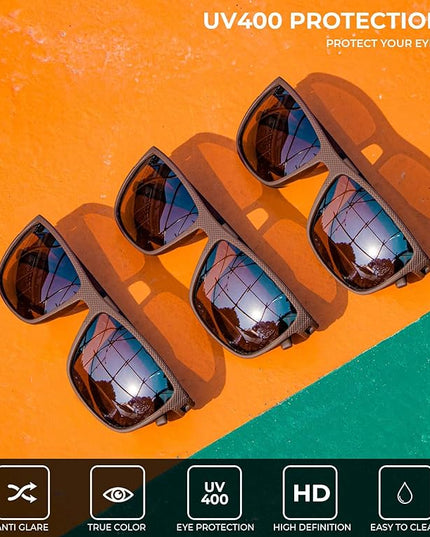 KALIYADI Polarized Sunglasses for Men, Lightweight Sun Glasses with UV Protection for Driving Fishing Golf