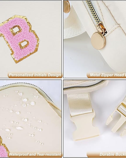 Uygafly Bridesmaid Gifts Wedding Day - Bridesmaid Proposal Gift,Bridal Shower Gifts,Maid of Honor Gifts,Bachelorette Party Decorations Favors,Initial Belt Bag Crossbody Bag Fanny Pack | Cream,B