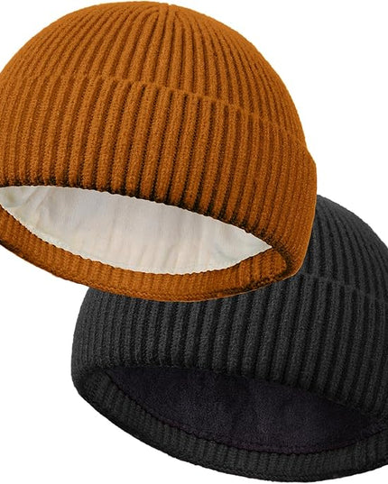 ROYBENS Wool Fisherman Beanie for Men Women, Knit Cuffed Fleece Lined Beanies Winter Warm Hat Skull Cap Unisex