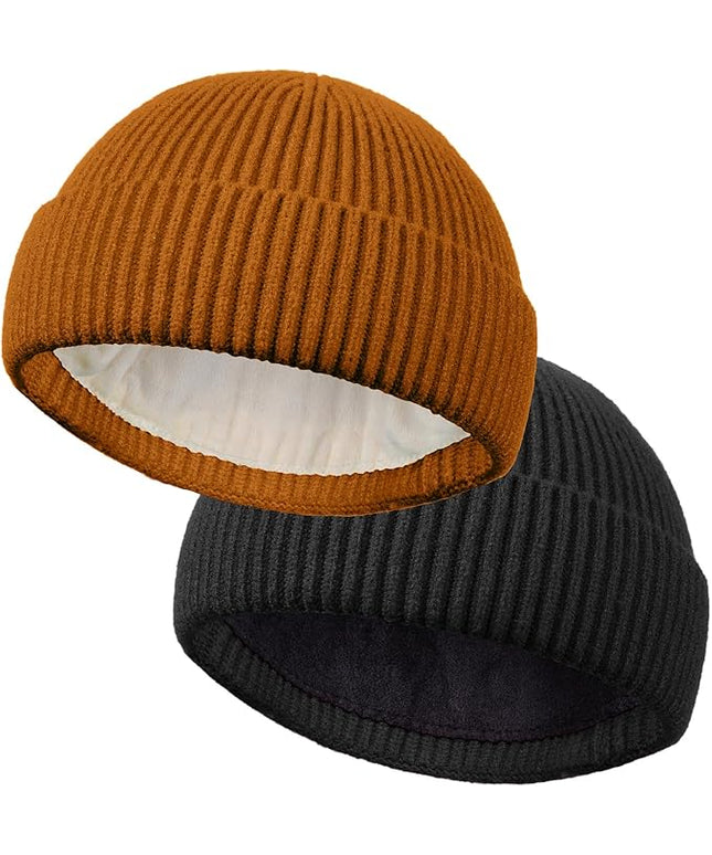ROYBENS Wool Fisherman Beanie for Men Women, Knit Cuffed Fleece Lined Beanies Winter Warm Hat Skull Cap Unisex