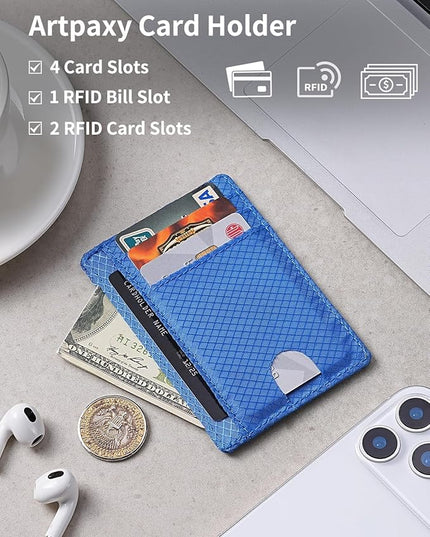 Artpaxy Slim Wallet for Men & Women, Minimalist Front Pocket Card Holder for Travel, RFID Blocking, Water Resistant Nylon Wallet for ID & Cash & Credit Card