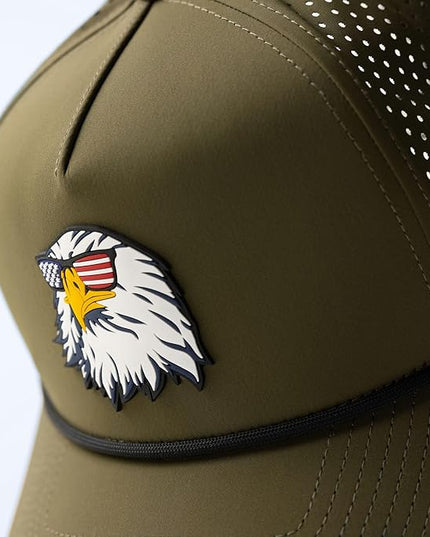 Branded Bills Party Eagle PVC Curved 5 Panel Rope Hat, Fits 7-7 7/8, Adjustable Snapback | Lightweight, Comfort Stretch