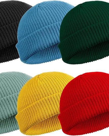 SATINIOR 6 Pieces Trawler Beanie Watch Hat Roll up Edge Skullcap Fisherman Beanie Unisex