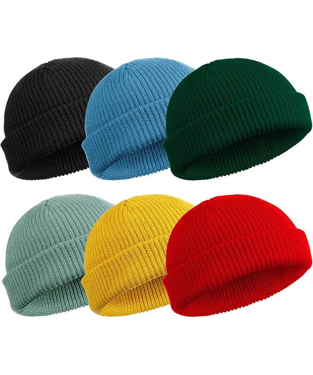 SATINIOR 6 Pieces Trawler Beanie Watch Hat Roll up Edge Skullcap Fisherman Beanie Unisex
