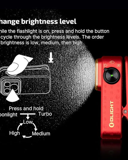 OLIGHT Oclip Pro EDC Flashlight Clip-on Light, Rechargeable 500 Lumens with Three Lighting Solutions Type-C Charging, Magnetic Flash Lights for Signaling, Cycling, Outdoor or Indoor Use(FS Red)