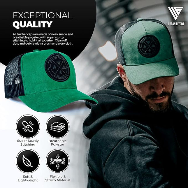 Urban Effort Mesh Back Cap - for Men and Women Baseball Hat 5-Panel Trucker Hat - Great Snapback Closure for Hunting & Hiking