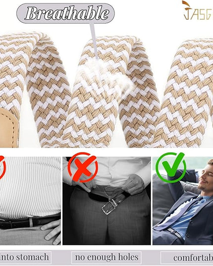JASGOOD Women Men Braided Woven Elastic Stretch Belt Golf Canvas Casual Belt for Jeans Pants