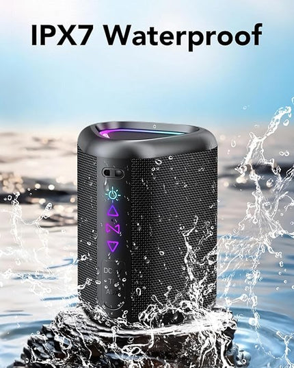 aowoka Bluetooth Speaker, 2025 Portable Wireless Speakers with Led Light, Bluetooth 5.4, 24H Playtime, Enhanced Bass, IPX7 Waterproof, Outdoor Speaker for Travel, Sport, Party, Biking.