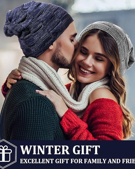 Geyoga 2/3/4 Pack Winter Beanie Hats for Men Warm Slouchy Beanies Hats Fleece Lined Thick Knitted Ski Skull Warm Cap
