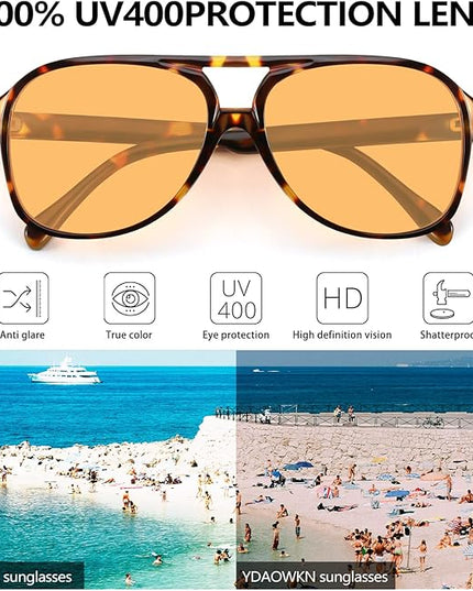 YDAOWKN Retro Aviator Sunglasses for Women Mens Large Frame Classic Vintage 70s Sun Glasses Aviators