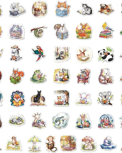 100pcs Reading Reward Stickers - Magical Holographic Books & Animals, Vinyl Waterproof Decals for Homework, Parents' Praise Notes