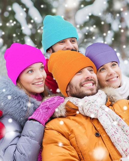 Jecery 50 Pack Winter Beanies Hats Bulk for Homeless Unisex Cold Weather Stretch Caps Warm Knitted Cuffed Hats for Women Men