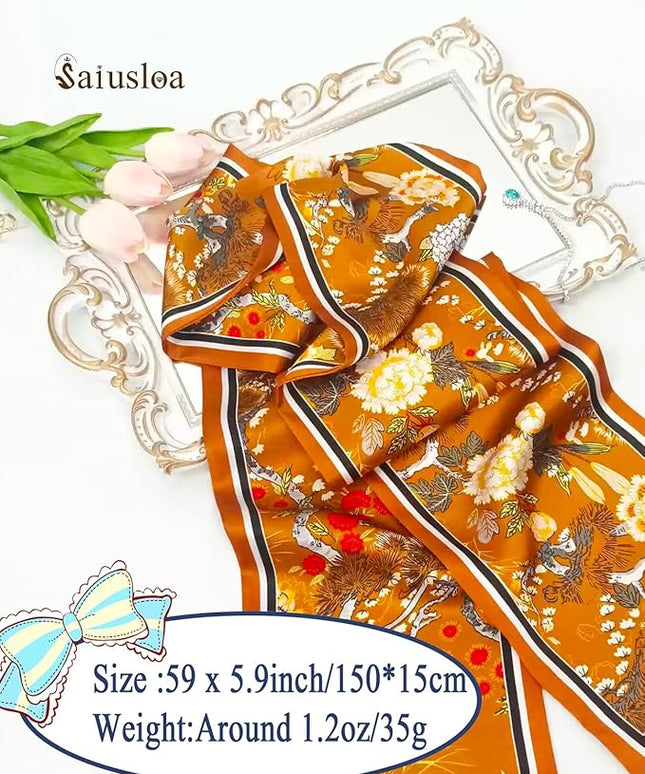 Purse Scarf For Handbags Head Scarves For Women's Hair Bags Scarfs Long Skinny Scarves Fashion Silky
