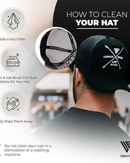 Urban Effort Mesh Back Cap - for Men and Women Baseball Hat 5-Panel Trucker Hat - Great Snapback Closure for Hunting & Hiking