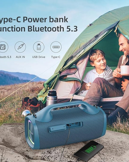 ZEALOT Bluetooth Speaker, 110W Peak(100W) Booming Sound Speakers Wireless, Dual Pairing, XBass, BT 5.3, 24000mAh Power Bank, Portable Outdoor Waterproof Speaker for Camping, Beach Party（Dark Blue）