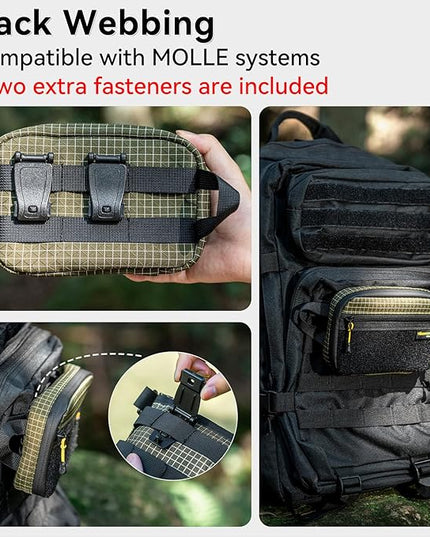 HIKEMAN EDC Pocket Organizer Pouch, Tactical Mini Small Multiple Compartments Tool Storage Bag for Men, Portable Nylon Molle Compatible Military Utility Pouch for Everyday Carry, Outdoor